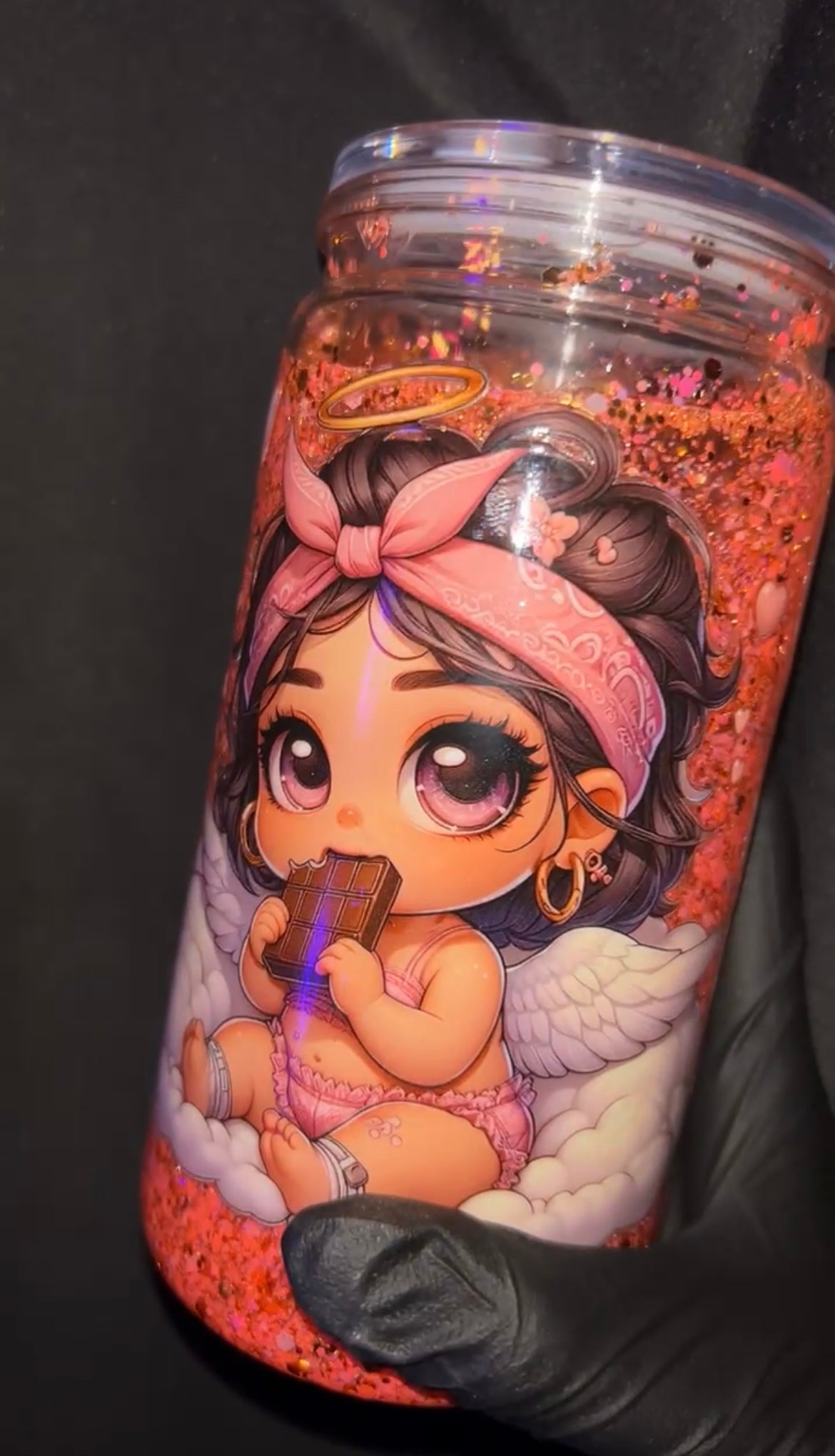 handmade pink baby angel tumbler 👼🏻