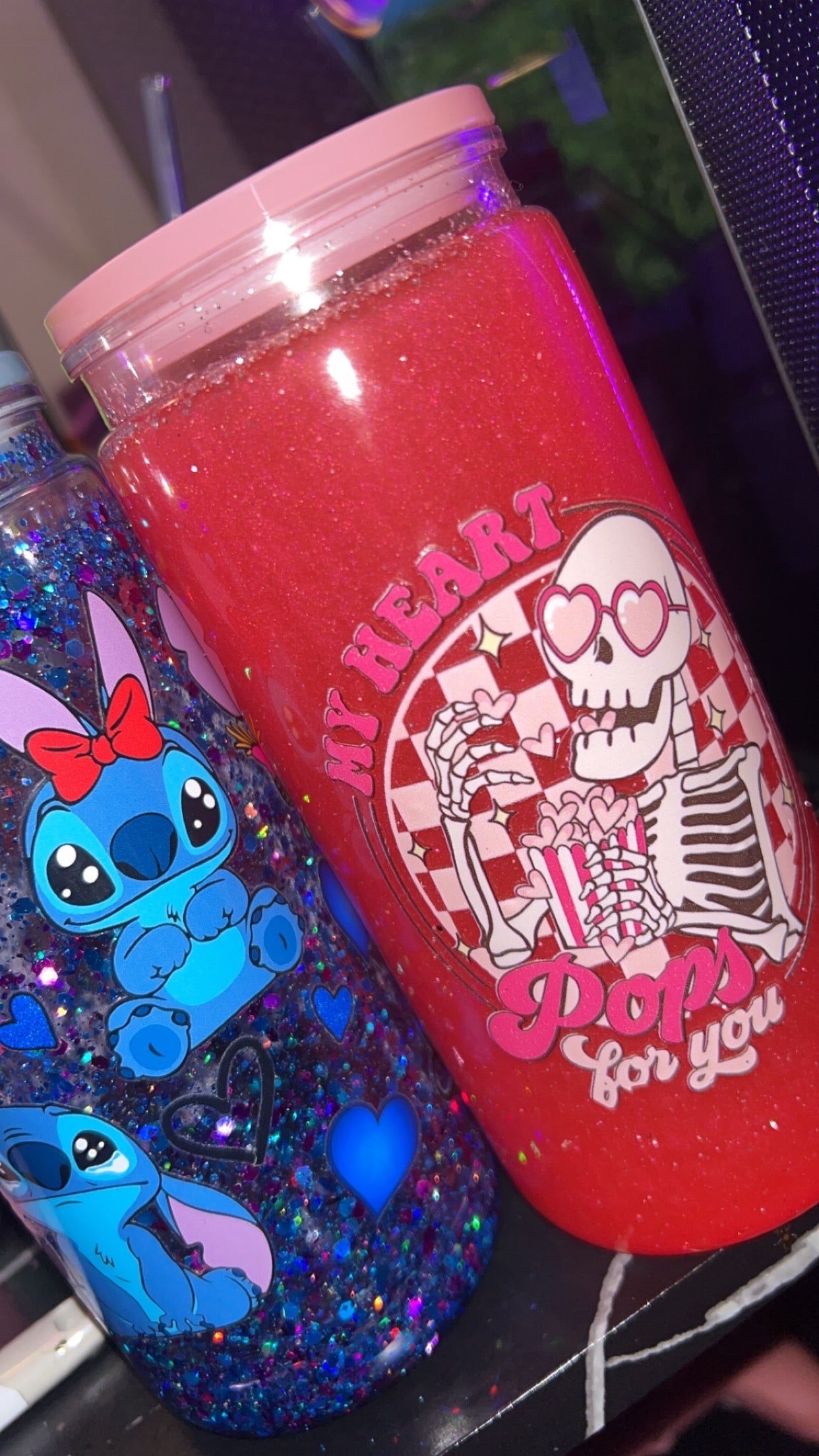 handmade pink skeleton tumbler⋆🌷͙