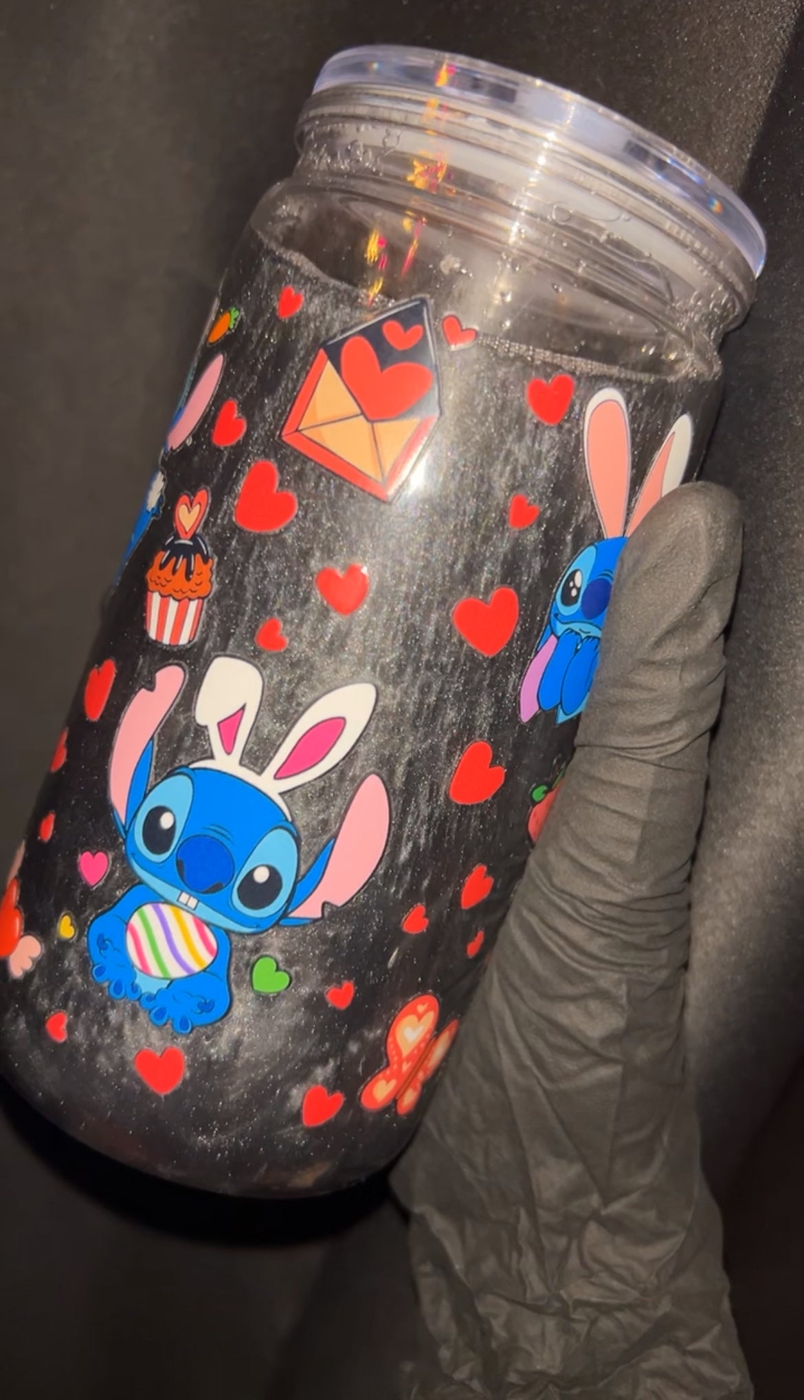 handmade blackish silver Stitch tumbler 🖤ྀིྀི