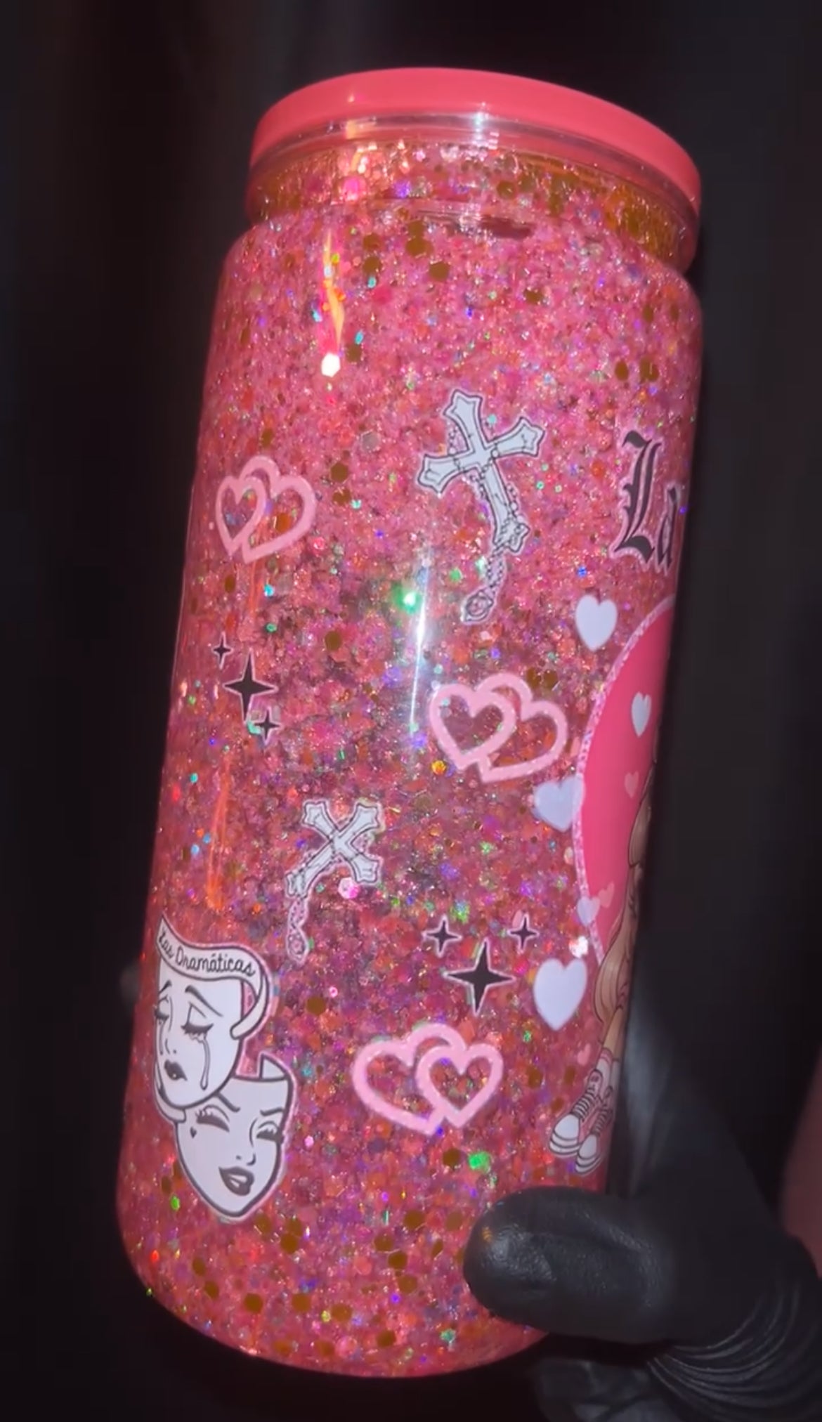 handmade pink “La sad girls” tumbler 🎀