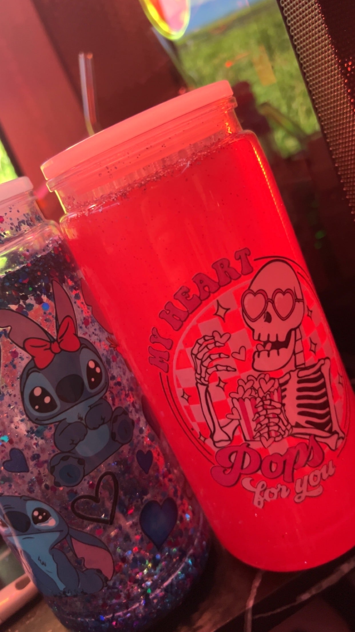 handmade pink skeleton tumbler⋆🌷͙