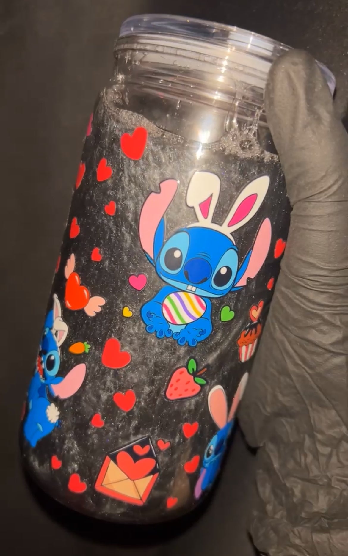 handmade blackish silver Stitch tumbler 🖤ྀིྀི