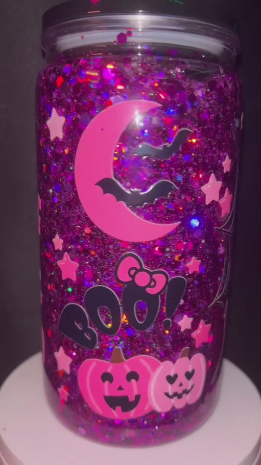 handmade purple halloween themed Hello Kitty tumbler 💋